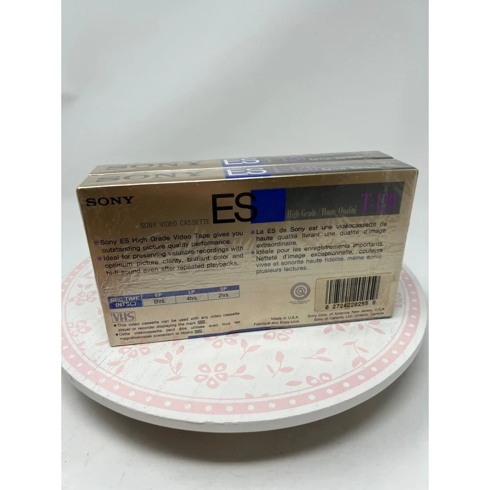 SONY VHS Blank Video Tapes 2-Pack ES High Grade T-120 Cassettes NEW Sealed USA